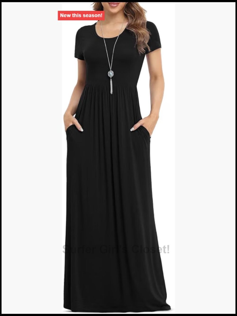 Flowy Loose Maxi Dress with Pockets for Beach Casual Wear